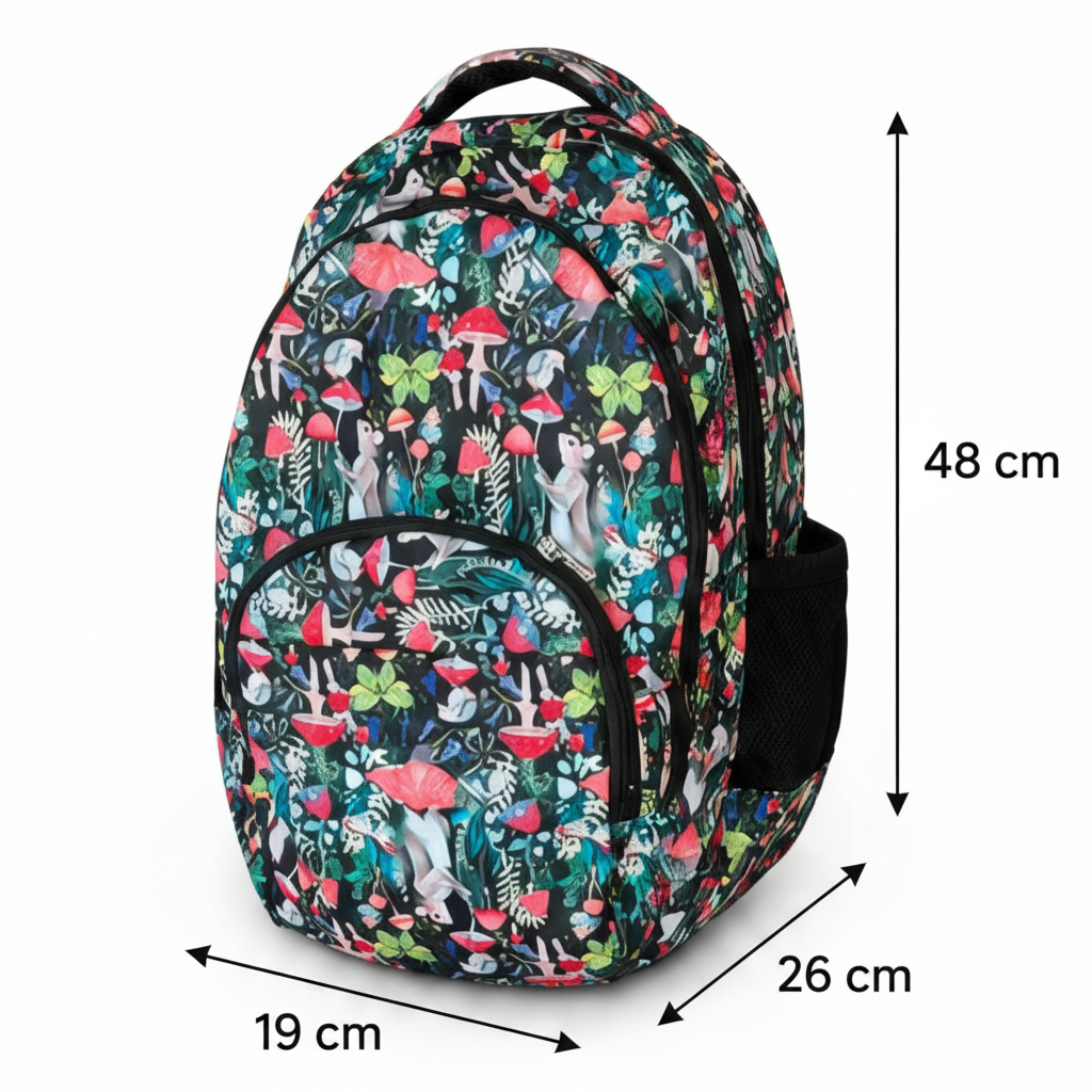 Woodland Forest Print School Backpack – Water-Resistant Lightweight Backpack with 4 Compartments