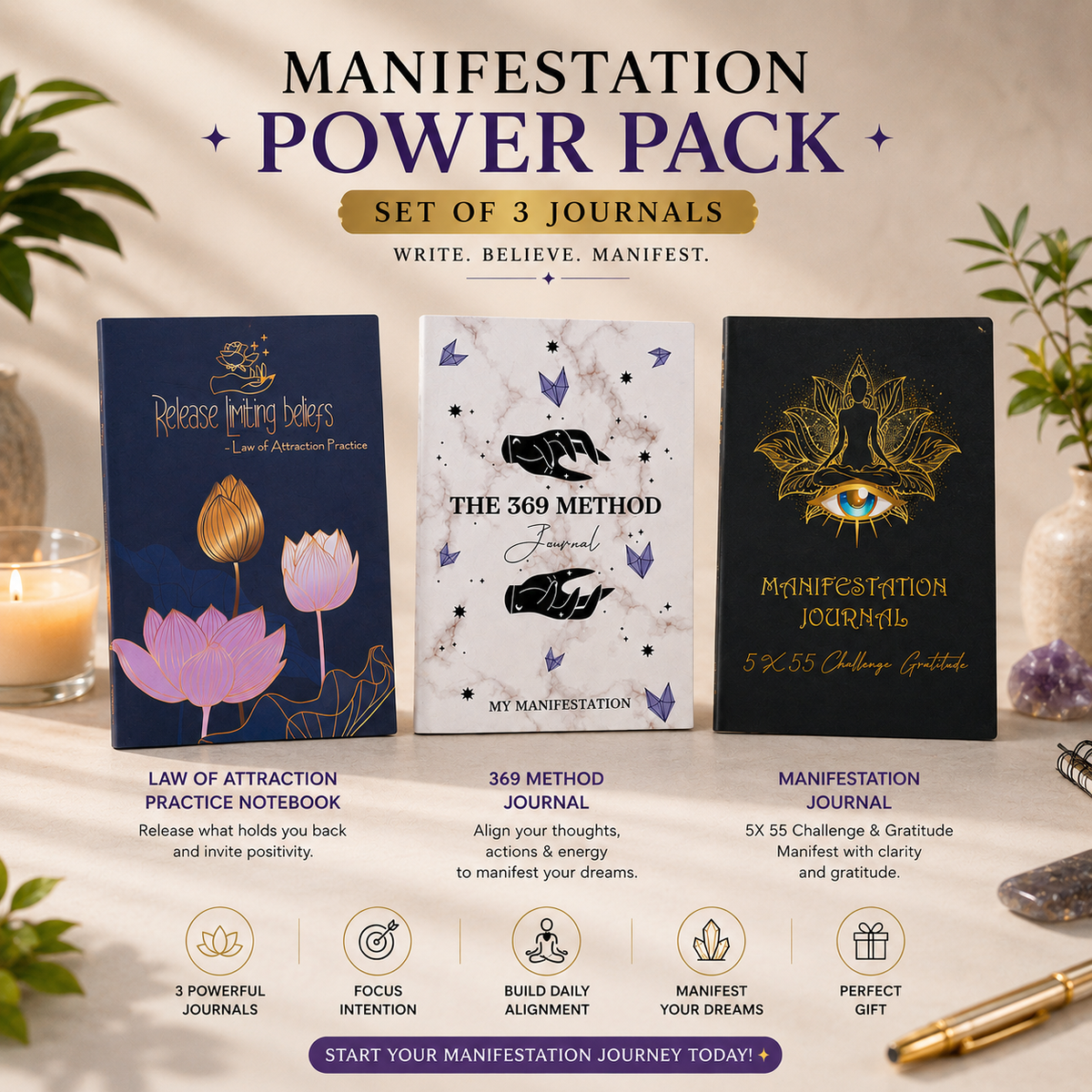 Manifestation Mastery Bundle  – Tools for Abundance, Positivity, and Success!