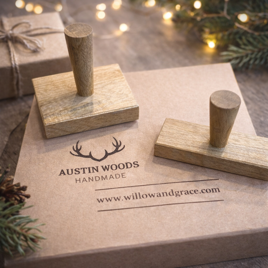 Set of 2 Personalized Rubber Stamps – Custom Wooden Stamps for Branding & DIY