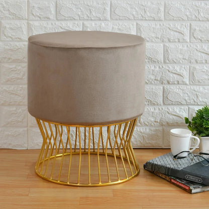 Metallic Pouf - Velvet Elegance with a Contemporary Twist