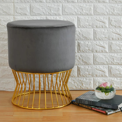 Metallic Pouf - Velvet Elegance with a Contemporary Twist