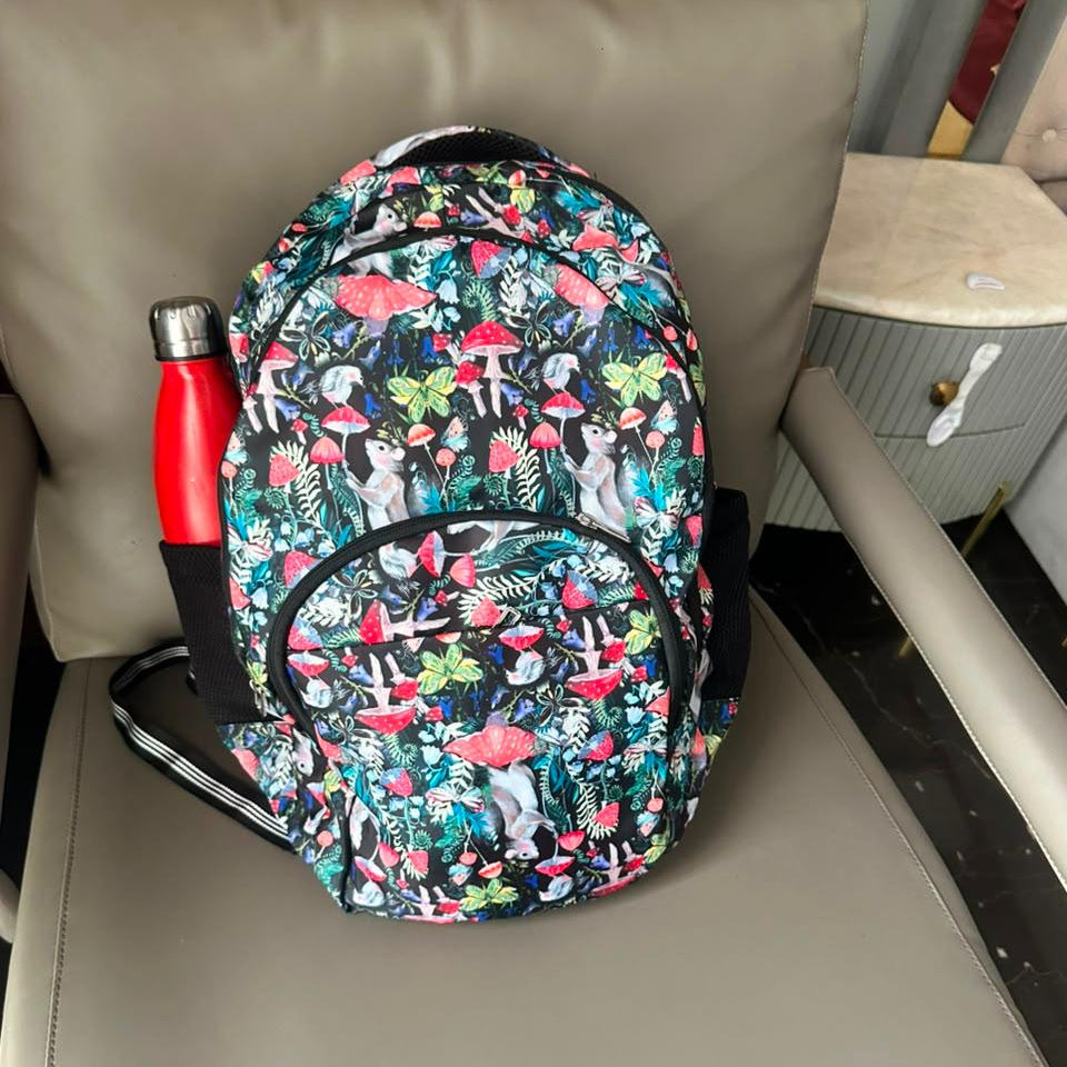 Woodland Forest Print School Backpack – Water-Resistant Lightweight Backpack with 4 Compartments