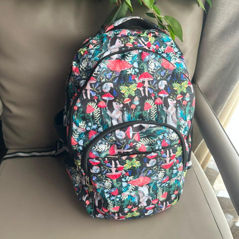 Woodland Forest Print School Backpack – Water-Resistant Lightweight Backpack with 4 Compartments