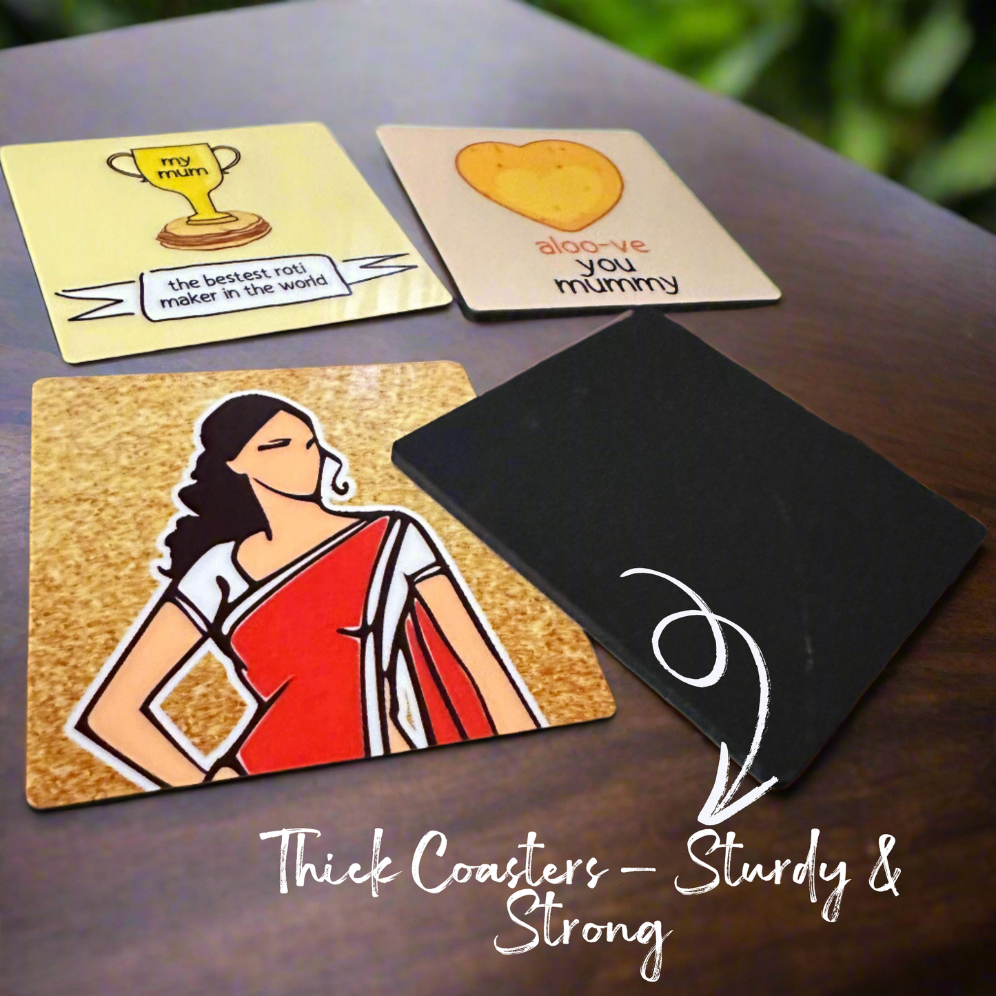Set of 4 Mom-Themed Coasters – Quirky & Heartfelt Gift for Mothers