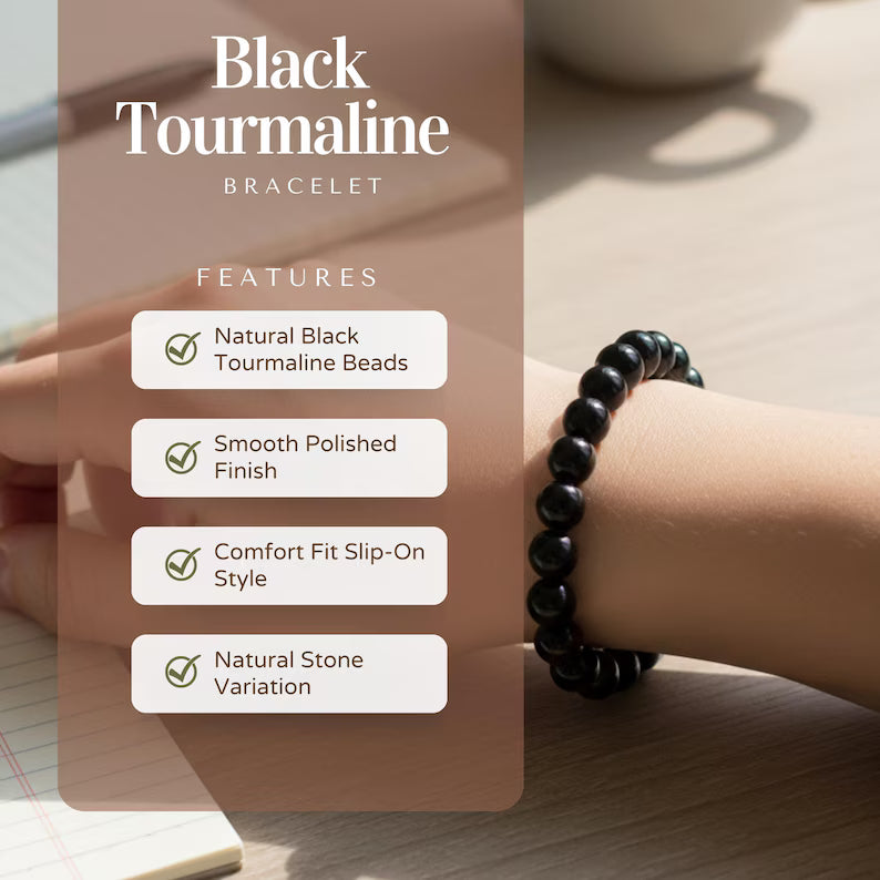 Black Tourmaline Bracelet – 100% Natural Protection Crystal