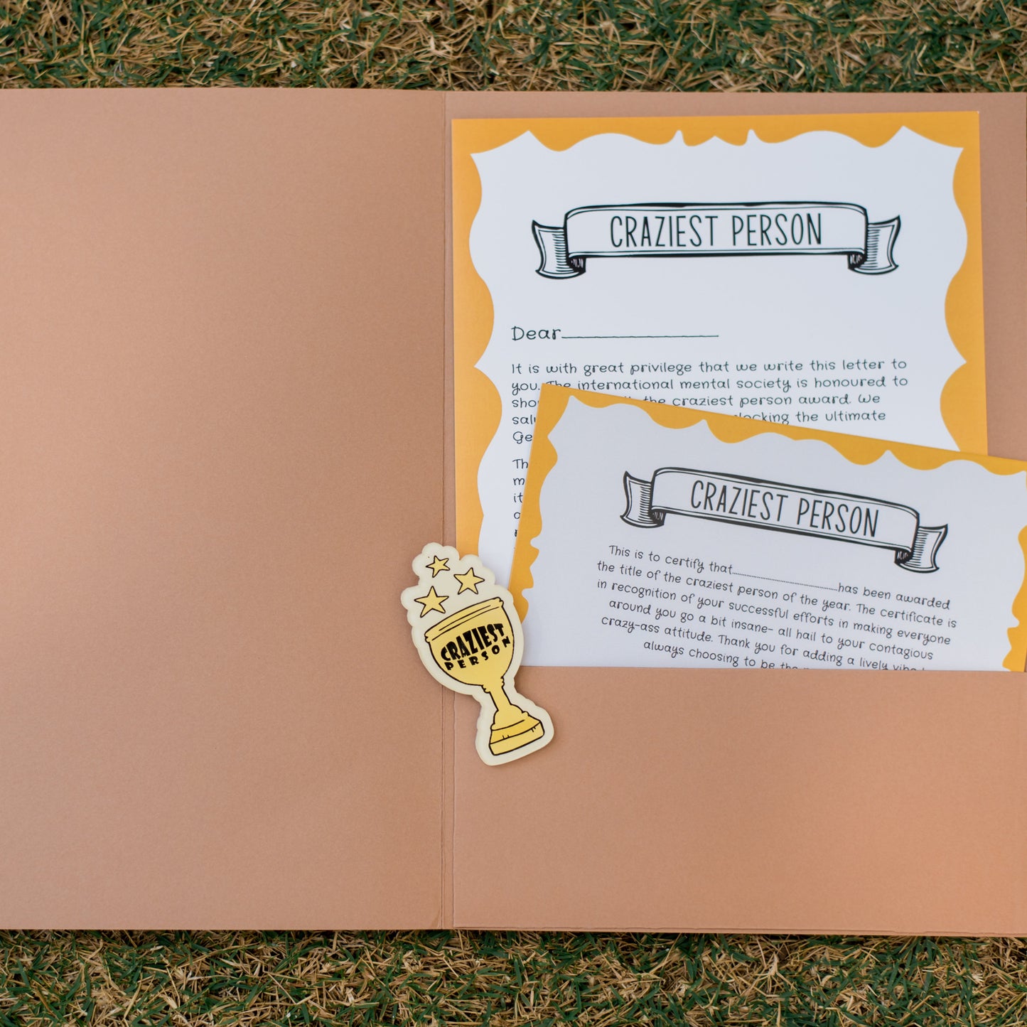 Craziest Person Certificate- A fun certificate with badge!