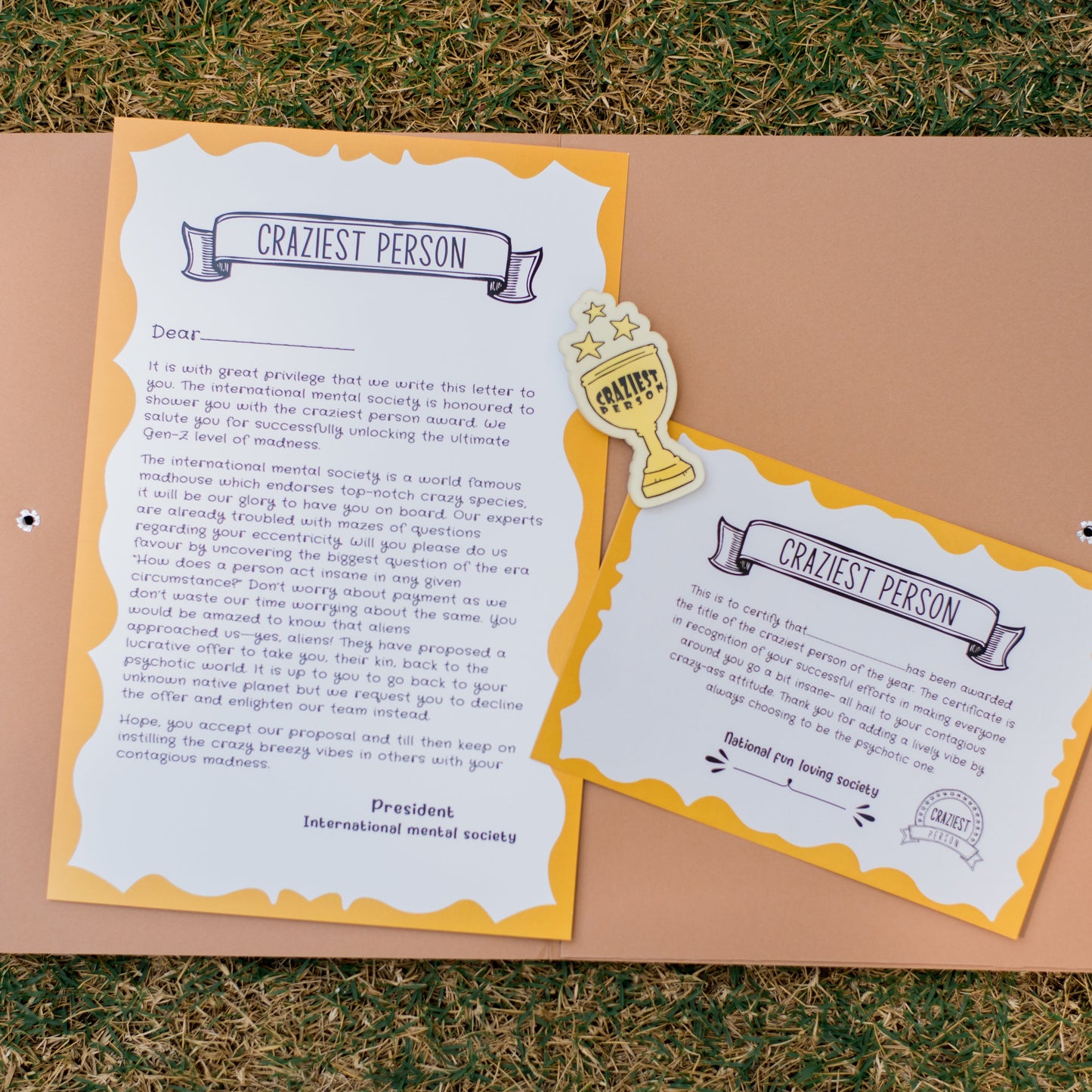Craziest Person Certificate- A fun certificate with badge!