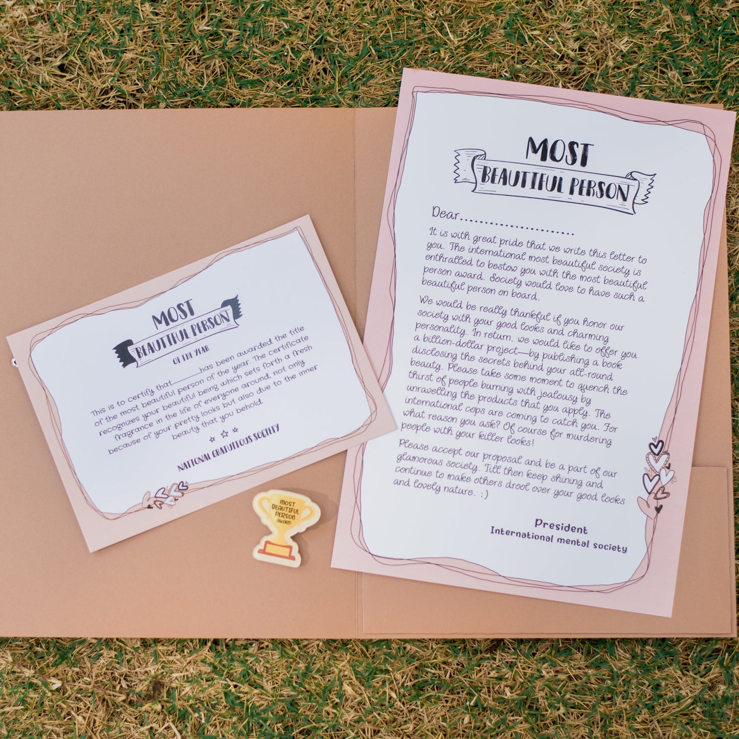 The Most Beautiful Person Award – A Heartwarming & Quirky Gift! 🏆💖