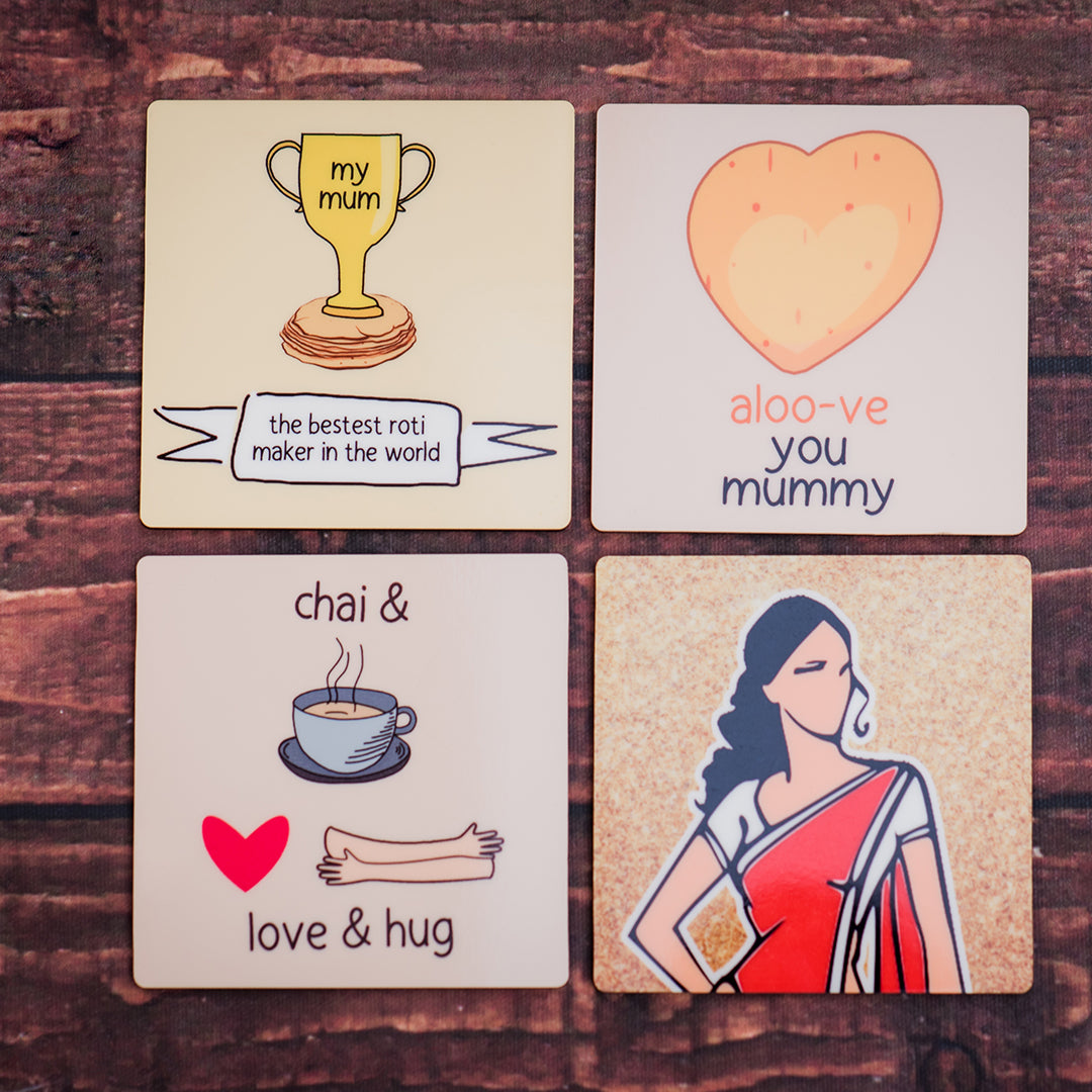 Set of 4 Mom-Themed Coasters – Quirky & Heartfelt Gift for Mothers