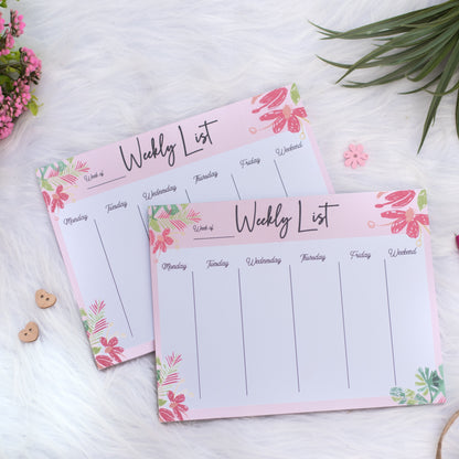 Weekly List Planner Notepad - Floral