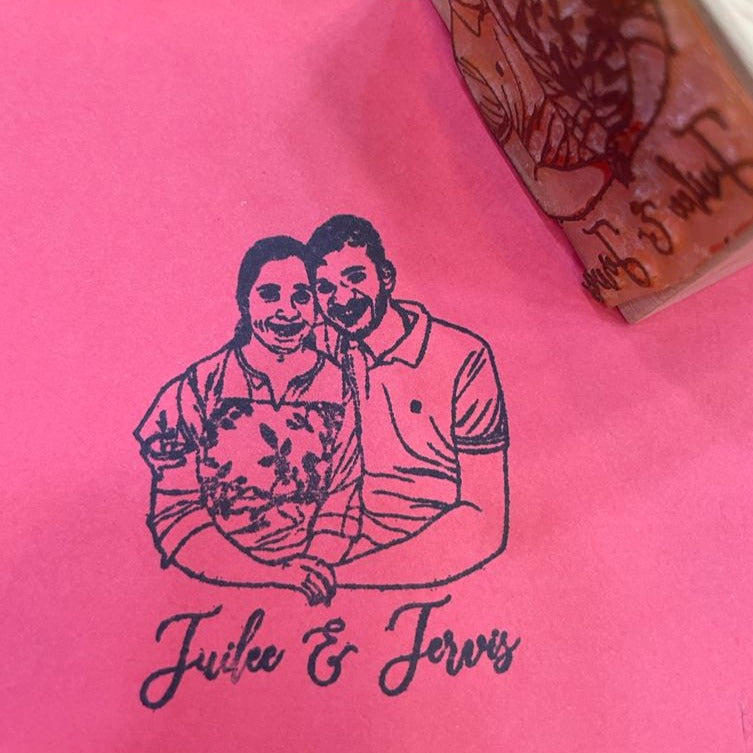 Personalized Couple Photo Stamp – Custom Rubber Stamp with Names – Ideal for Wedding Invites, Anniversary Gifts, and DIY Projects