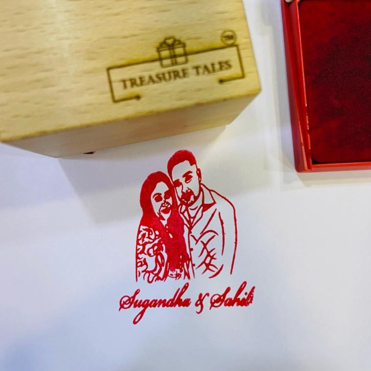 Personalized Couple Photo Stamp – Custom Rubber Stamp with Names – Ideal for Wedding Invites, Anniversary Gifts, and DIY Projects
