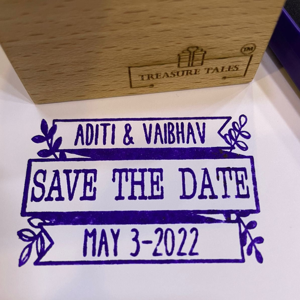 Personalized "Save the Date" Rubber Stamp – Custom Wedding Wooden Stamp