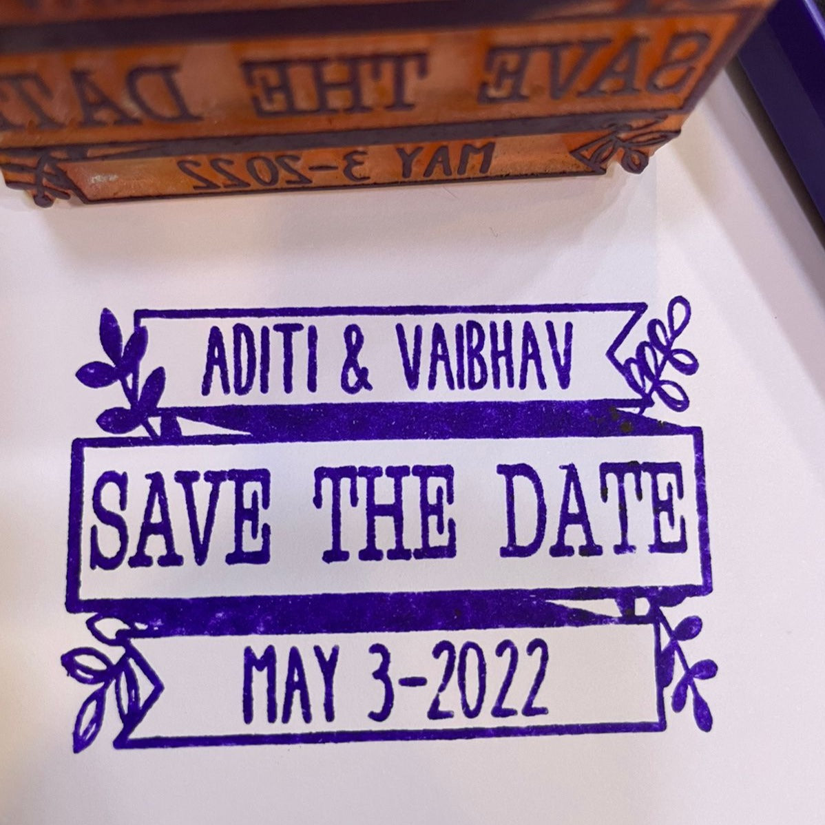 Personalized "Save the Date" Rubber Stamp – Custom Wedding Wooden Stamp