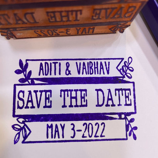 Personalized "Save the Date" Rubber Stamp – Custom Wedding Wooden Stamp