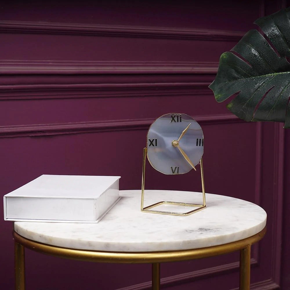 Surreal Molten Crystal Agate Table Clock