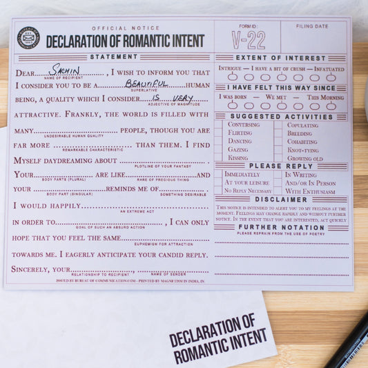 Declaration Of Romantic Intent - Quirky Proposal Statement